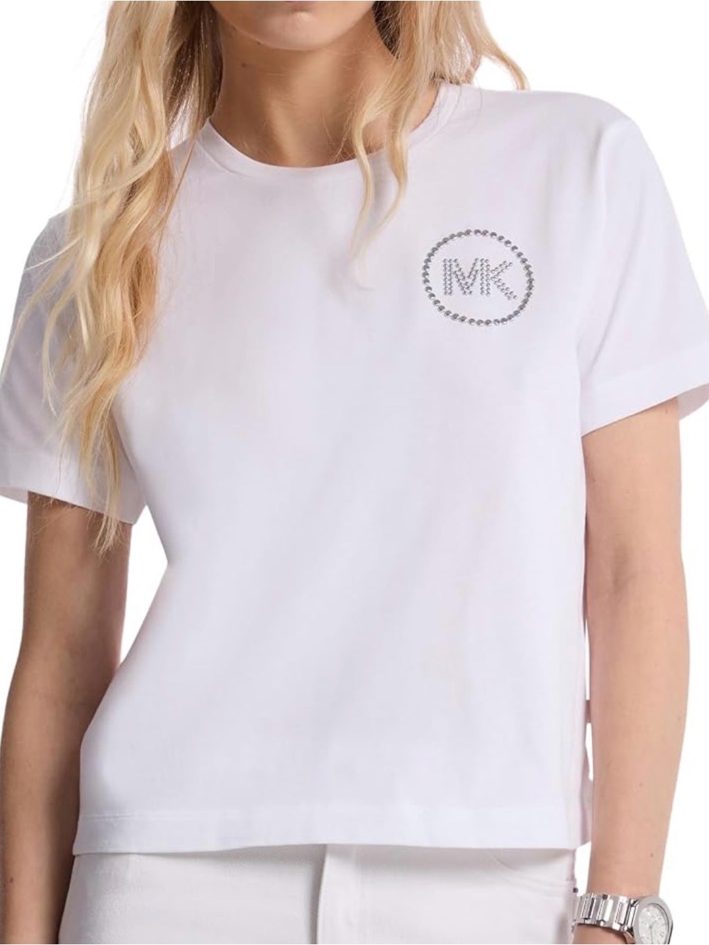 Michael Kors | MK Charm Cropped Tee | White | XXL | NWT